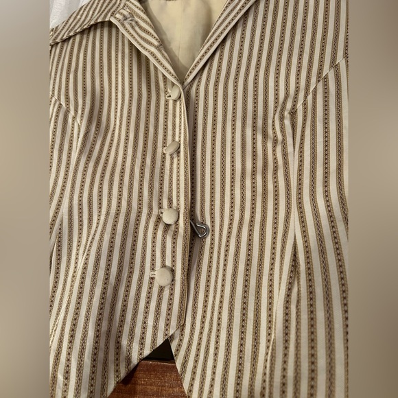 Authentic 1940s Handmade Satin Two Piece Dress Set Striped Vintage - Picture 2 of 16